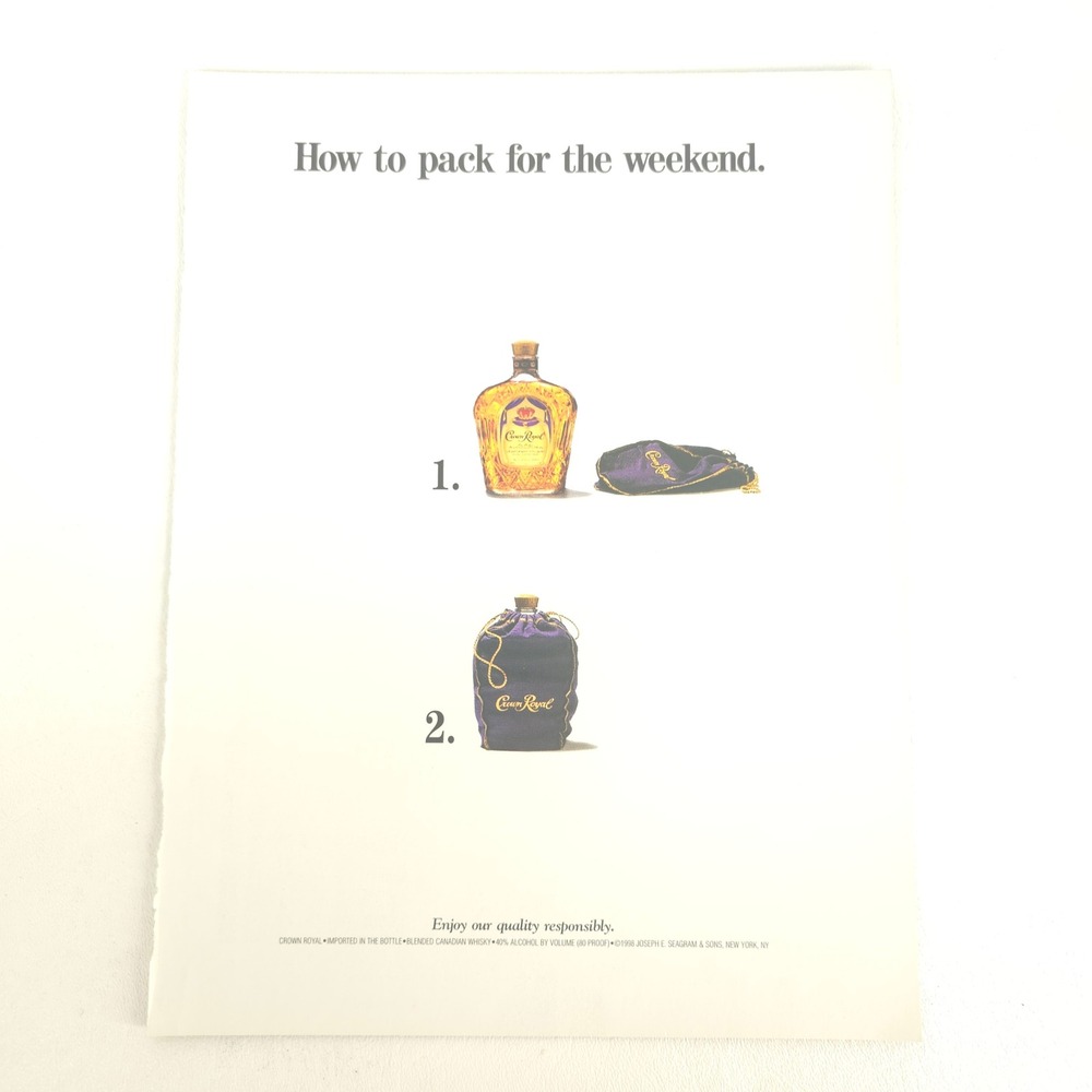 Crown Royal Whisky Vintage 2002 Print Ad Liquor Home Bar Collector Travel Decor